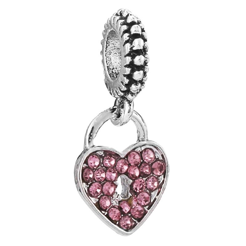 New Silver Plated Pink Diamond Butterfly Alloy Large Hole Charm Beads For DIY Bracelet Necklace Jewelry Accessories Gift