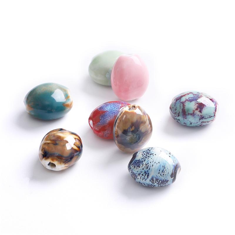 5 ks 21x18mm květinová glazura porcelánové korálky Široké fazolové keramické korálky pro výrobu šperků DIY kouzla Náramek Náhrdelník řemesla