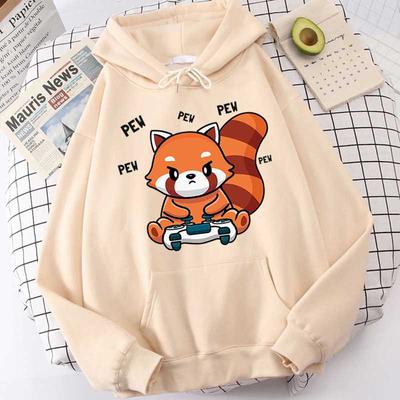 Cute Pew Red Panda Kawaii Printed Hoodie Women's Casual Hoodies Long Sleeve Pullover Sweatshirts Oversized Unisex Clothing
