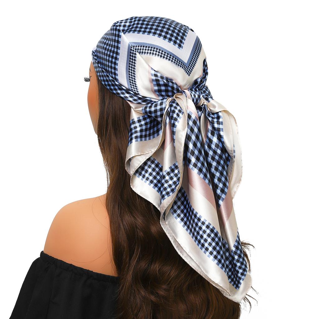 90*90cm Silk Scarf Scarftop Headwraps For Woman Fashion Four Seasons Hair Accessories Hijab Foulard Bandana Femme Headscarf