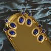 New Design Inlaid Lapis Lazuli Oval Hollow Earrings Exaggerated Punk Style Retro Ancient Gold Craftsmanship Women's Jewelry