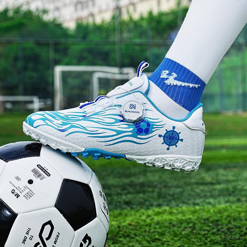 Children's football shoes, primary and secondary school students, grass rotating buckle, men's and women's low-top broken nails, flat-bottomed