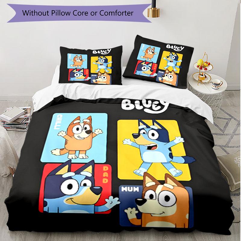 3pcs Duvet Cover Set (1*Duvet Cover + 2*Pillowcase, Without Core), Bluey Print Soft All‑Season Bedding Set, Home Bedroom Decor Gift