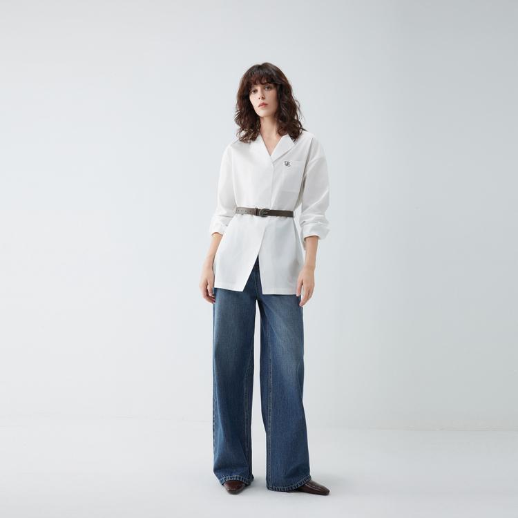 ELLE French Style Commuter Chic Loose Fit Long Sleeve Shirt Women shirts EC52226