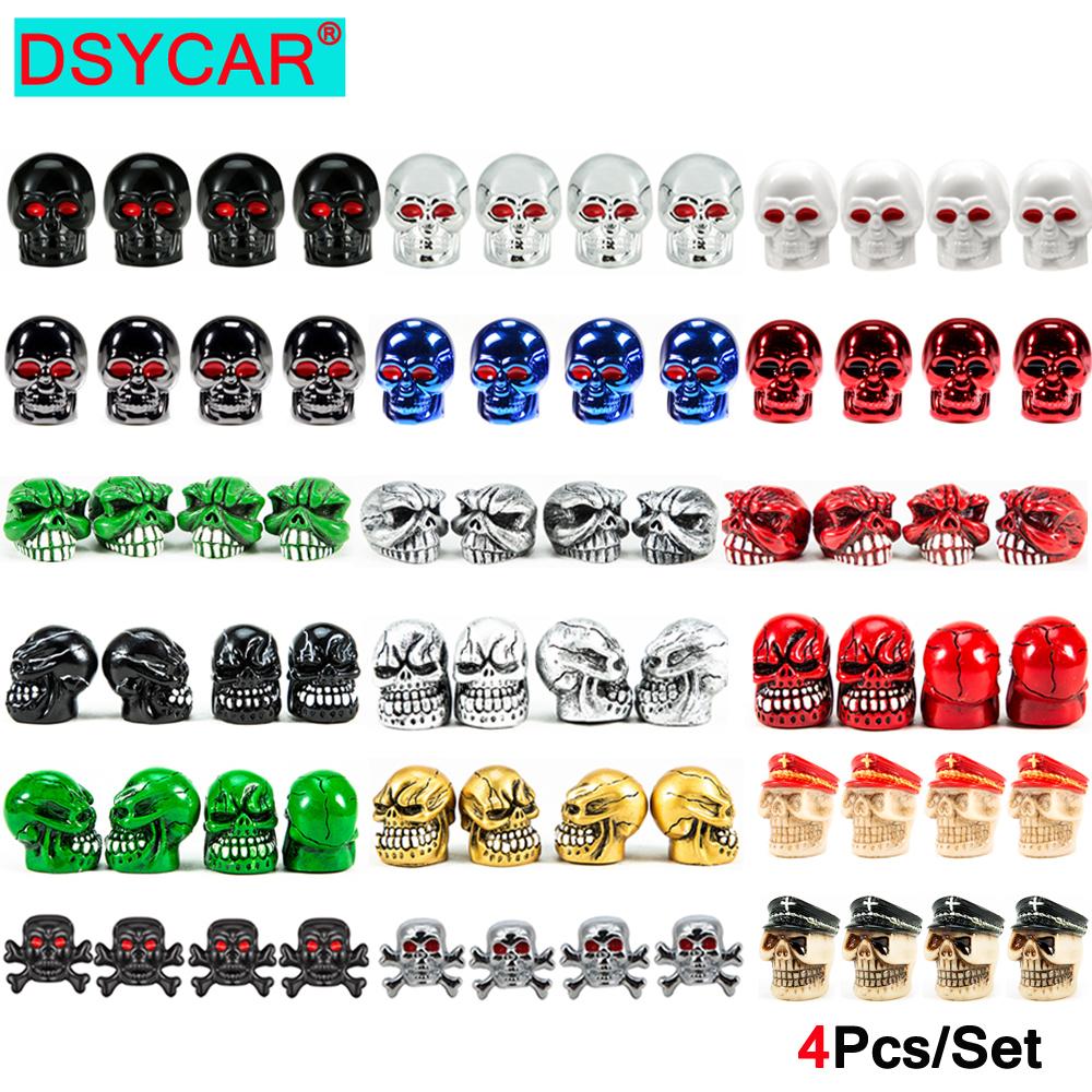 DSYCAR 4Pcs/Set Valve Caps for Tires Skull Style Universal Stem Valve Caps Attractive Dustproof Car Accessories Stem Caps1
