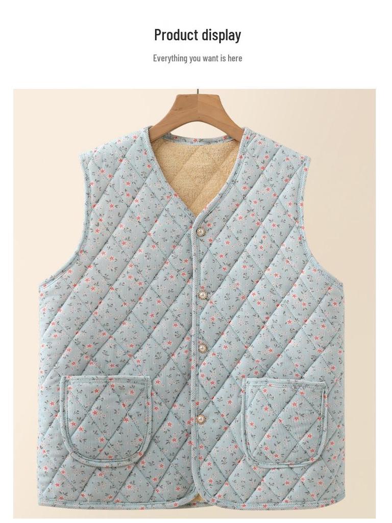 Elegante Herbst/Winter Samtweste für Frauen mittleren Alters - Warm, stilvoll, Oberbekleidung mit Blumendruck.