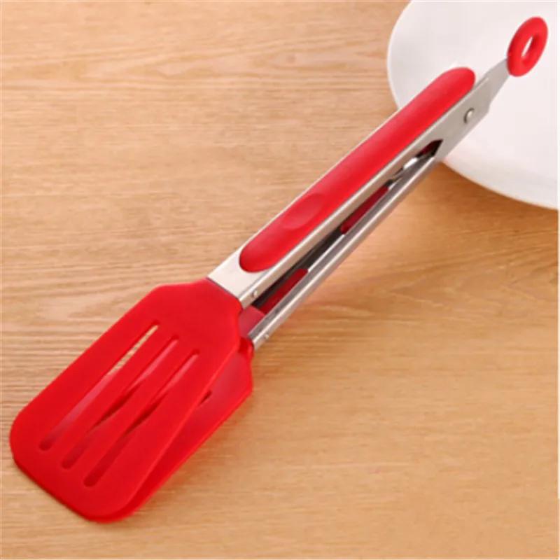 

1Pc Stainless Steel Food Tong Dessert Pastry Tweezer BBQ Clip Salad Nylon Shank Cooking Clamp Kitchen Baking Tool червоний