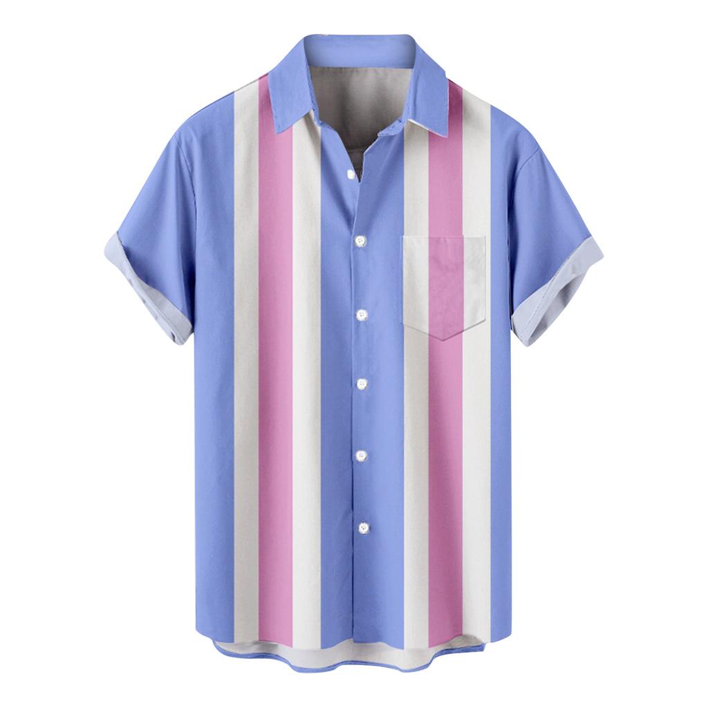 Men'S Casual Lapel Beach Holiday Wear Fashion Shirt Hawaiian Short-Sleeved Shirt