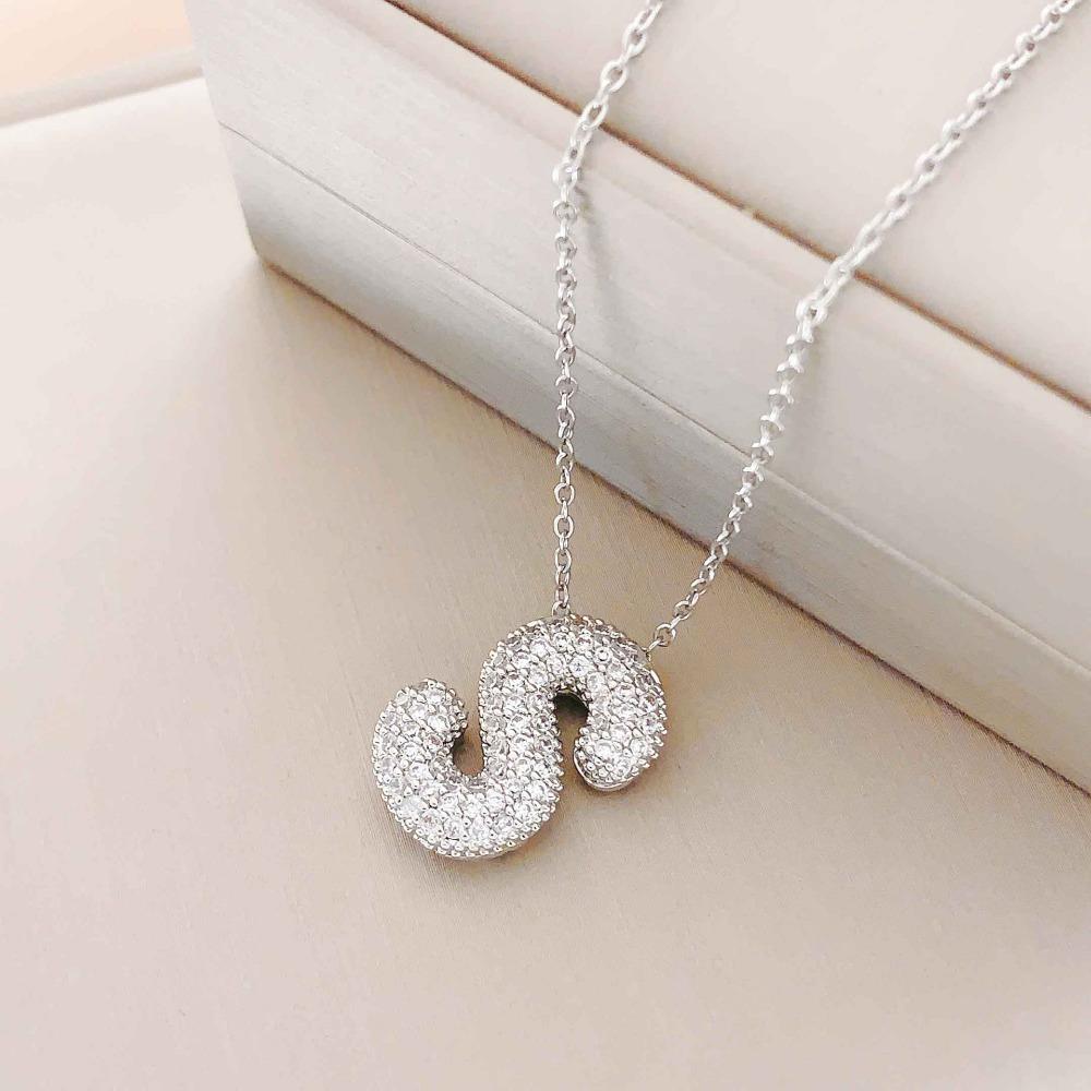 Necklace Female English Alphabet Necklace Female Hip Hop Full Zircon Delicate Clavicle Chain Personality Necklace