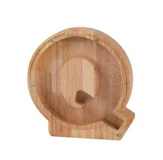 Wooden & Acrylic Money Box: Transparent 26-Letter Savings Bank for Kids