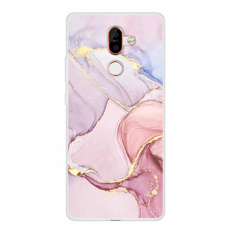 För Nokia 7 Plus Fodral Marmor Mjuk Silikon Baksida Telefonfodral Modefodral Coque Nokia7 Plus Stötsäkert Fundas