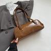 Trendy French Style Pu Bowling Bag Elegant PU Leather Boston Shoulder Bag Casual Large Capacity Women Handbags Armpit Bag