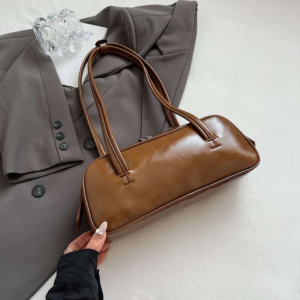 

Large Capacity Pu Bowling Bag Elegant Women Handbags Vintage Boston Shoulder Bag Girls коричневый