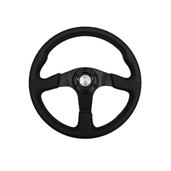 Fortune D1 SPEC PVC Leather Steering 35mm Black FLAT-R Wheel, Diameter, Stitching, DSC-FR350BK