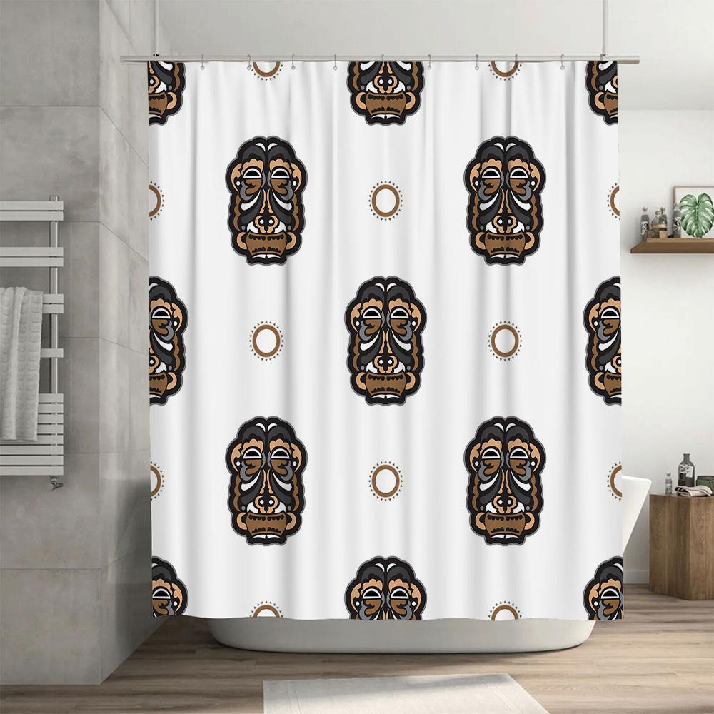 Boho Style Printed Shower Curtain Boho Decor Bathroom Shower Curtains Black White Brown Floral Print Waterproof 180x180cm (White