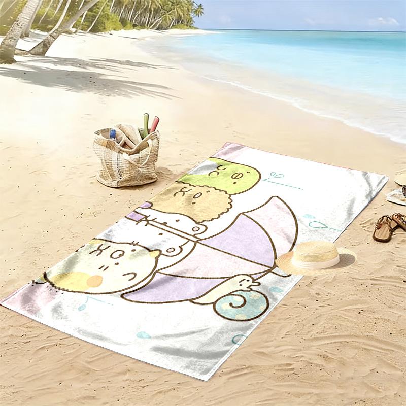 Sumikko Gurashi Print Beach Towel, Large Soft Quick Dry Towel for Beach Camping Swimming