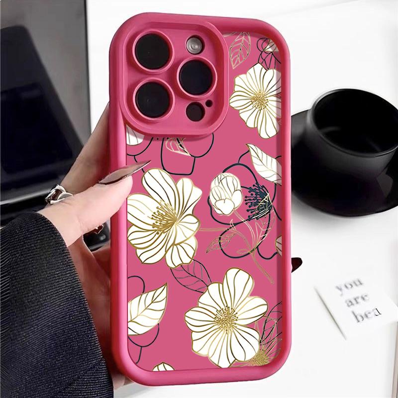 Für iPhone 16 Pro Max 15 Plus 14 Pro 13 12 11 XS XR 8 7 Telefon Fall Shell Weiß Blume Drucken TPU Matte Stoßfest Weiche Silikon Zurück Abdeckung