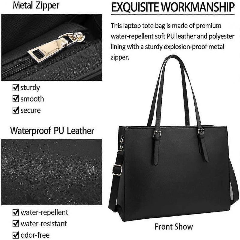 Large Capacity Handbag Shoulder Bag Women's Laptop Bag Waterproof Lightweight Leather 15.6" Laptop Handbag Business Office Briefcase