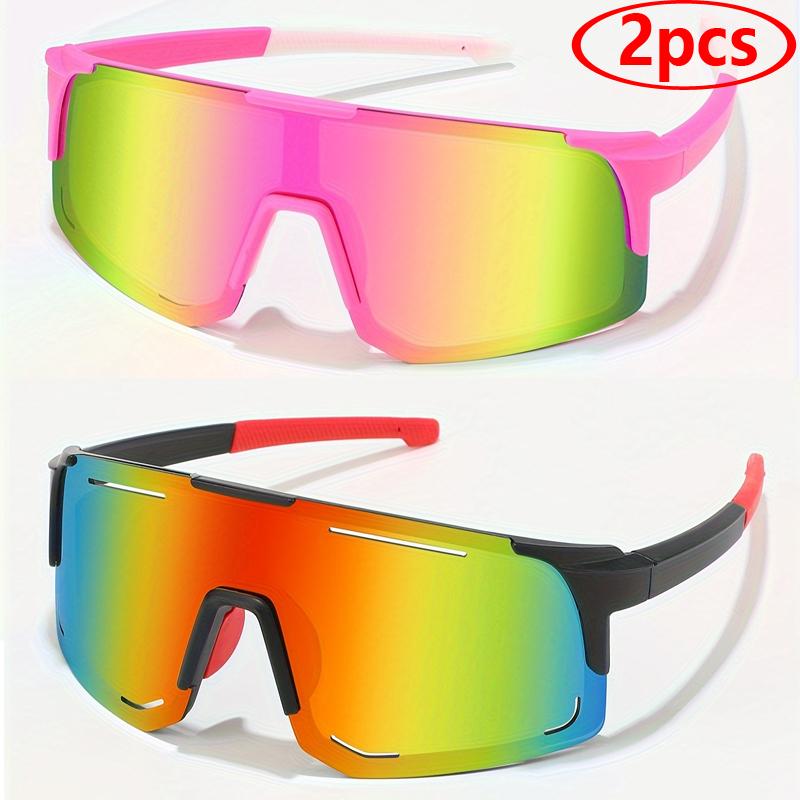 

Наборы из 2 шт. Велоспорт Спортивные Очки-обертки Женские Мужские Большие Цельные Солнцезащитные очки Рыбалка Лыжи Модные Солнцезащитные очки UV400