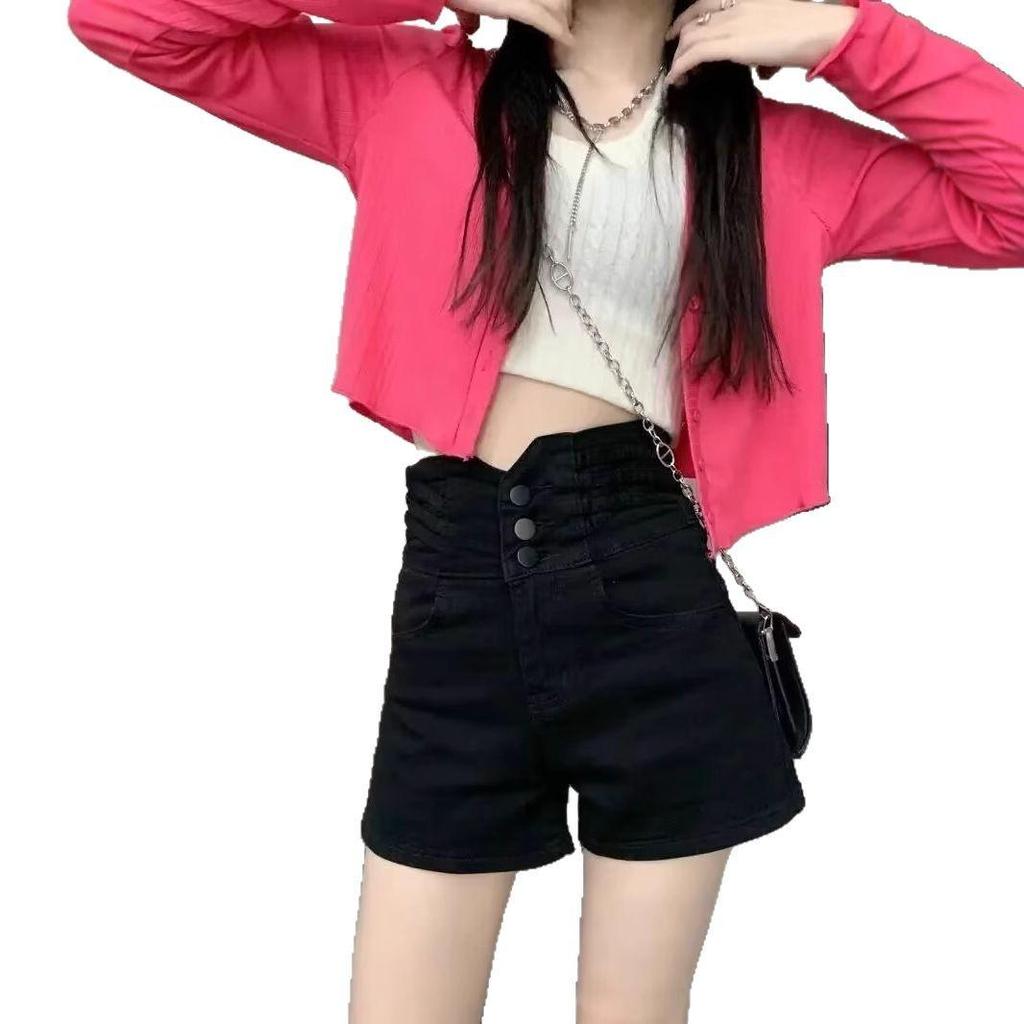 Ultra High Waist Black Denim Shorts - Super Short Summer Hot Pants