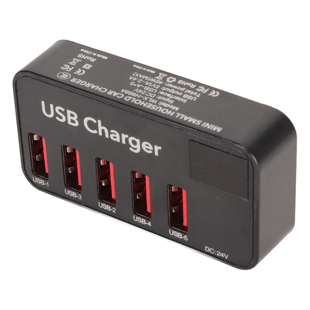 USB Charging Station 48W 5 Port Desktop USB Charger with Power Adapter USB Charging Hub for Phone