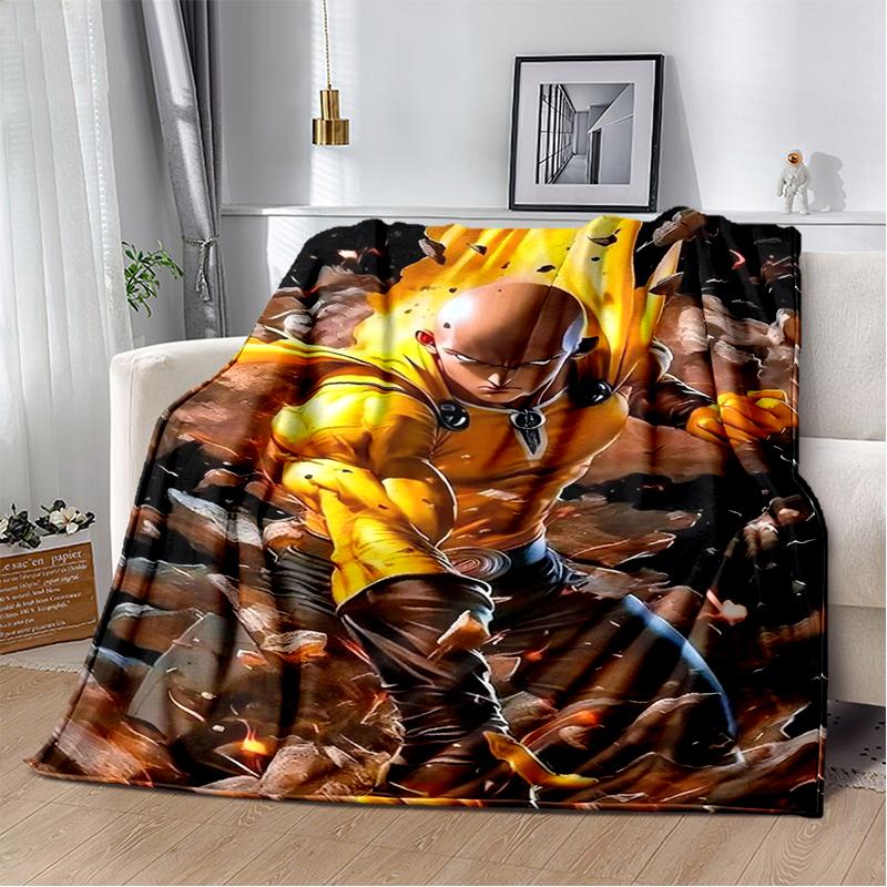 3D One Punch Man Saitama Cartoon Anime Soft Blanket,Soft Throw Blanket for Home Bedroom Bed Sofa Travel Cover Child Gift