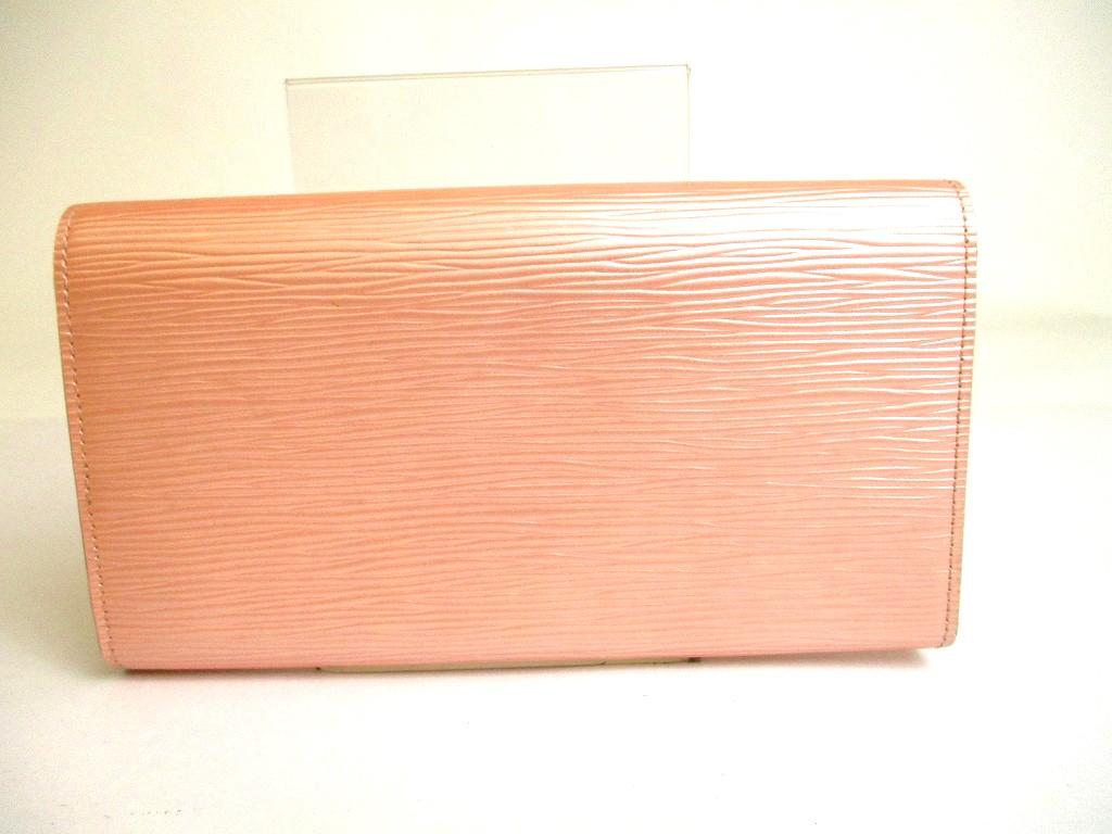 Authentic LOUIS VUITTON Epi Rose Pink Leather Flap Long Wallet Portefeuille Louise #9921 Open Box