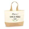 Beach Tote Bag - PLANETEE - Jute Bag Thank You for Cleaning Adored - Natural Jute - France Print - Large Capacity