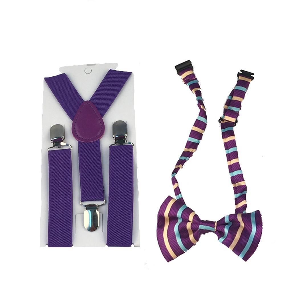 

1-8 Year Boys Girls Kids Toddlers Braces Rainbow Stripes Color Y-Back Clip-on Adjustable Elastic Kid Suspenders YHH0021 фиолетовый