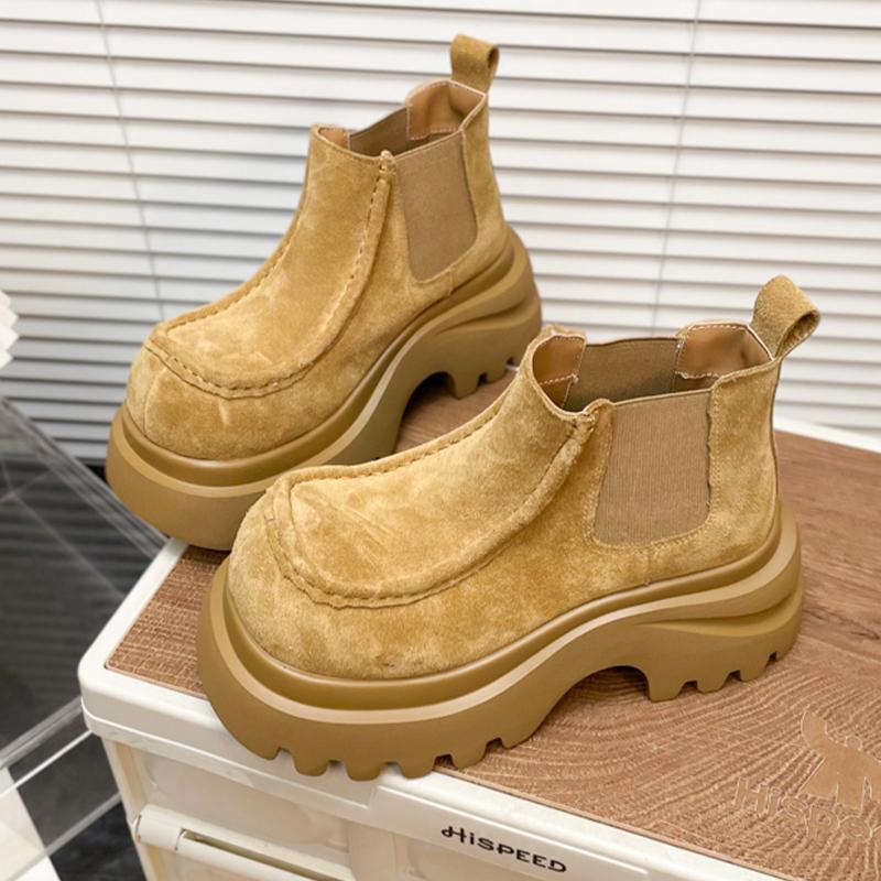 Fashion Flats Platform Women Ankle Boots Casual Suede Winter Sport Shoes Fashion Dress New Boots 2025 Designer Goth Femme Chelsea Boots