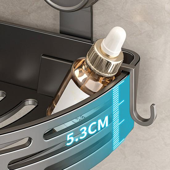 Bathroom Storage Rack No-Drill Corner Shelf with Strong Suction Cups Rustproof Shower Organizer Space-Saving Triangular Bathroom Shelf