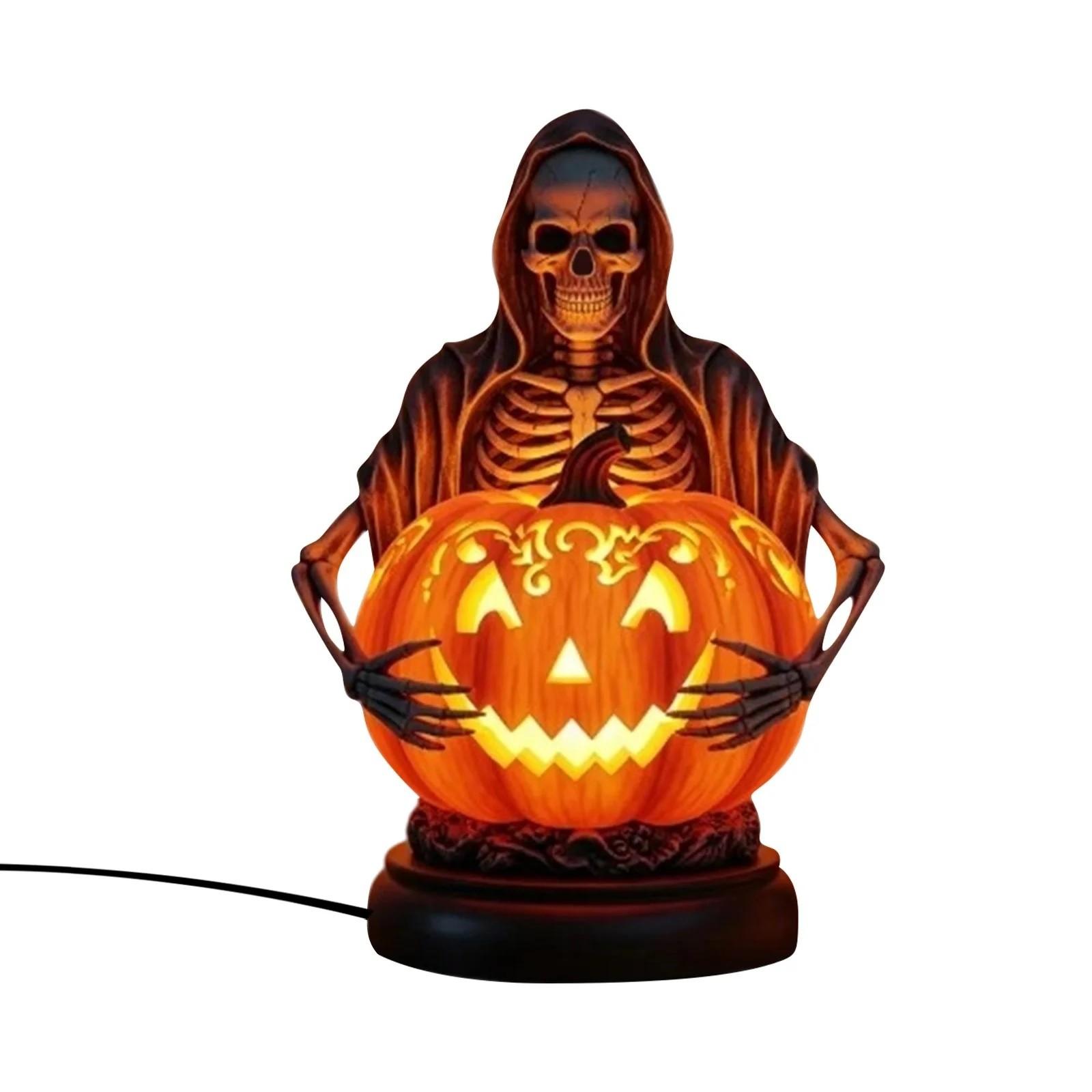 

Halloween Horror Themed Pumpkin Lights, Uniquely Designed Resin Pumpkin, Halloween Ornaments, Gothic Novelty Night One Size