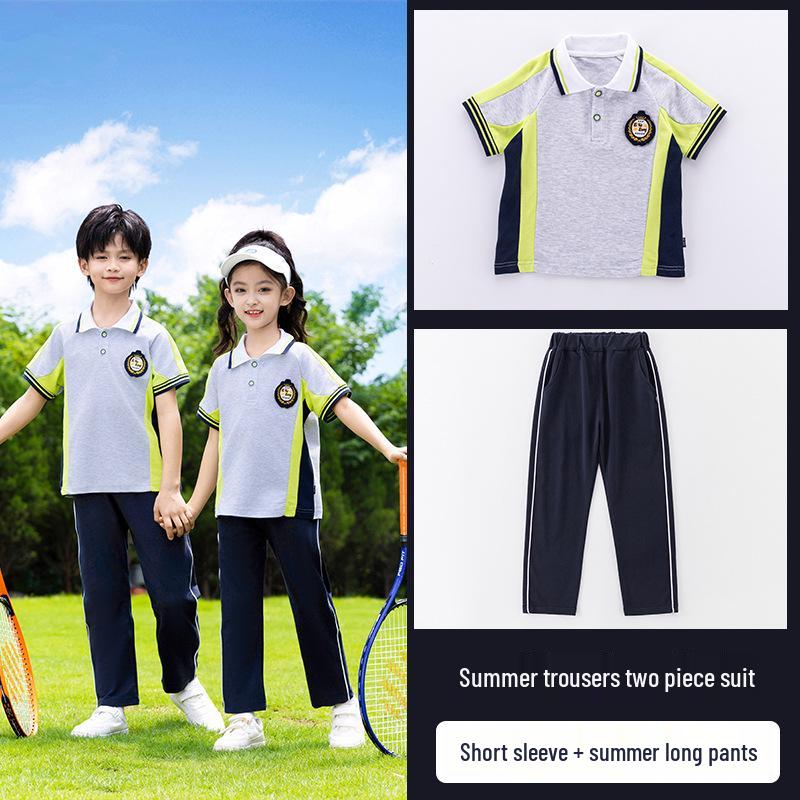 Zestaw 3-częściowy mundurek przedszkolny i podstawówkowy w stylu preppy na wiosnę i jesień. Idealny na Dzień Sportu i Jednolite Ubranie Klasowe.