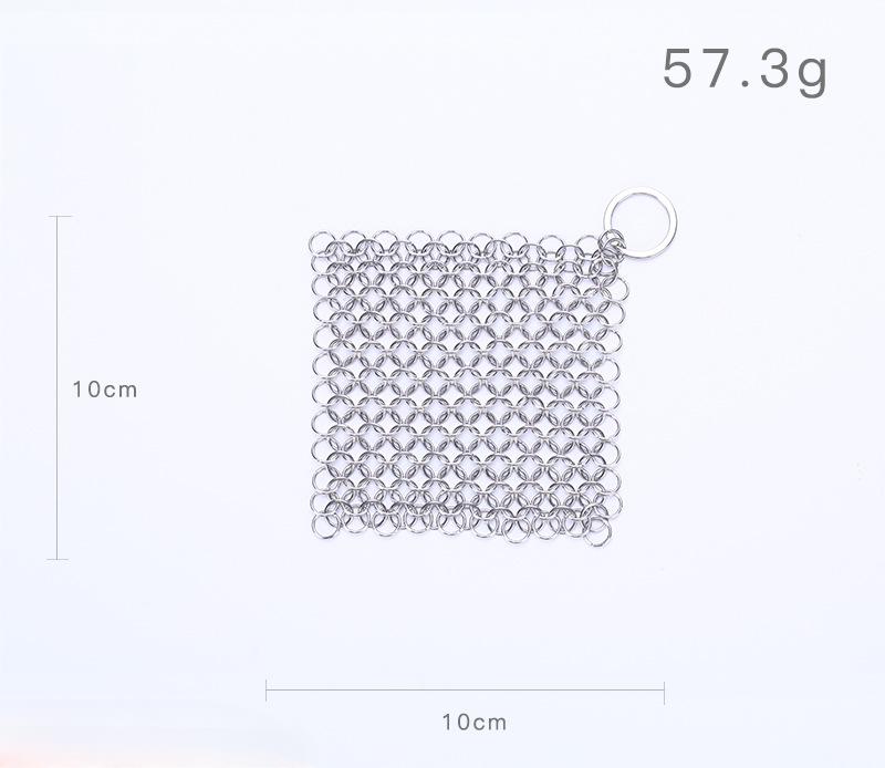 Single Ring Kitchen Cast Iron Cleaner Cleaning Brush Stainless Steel Chain Scrubber Frying Pan Grill Scraper Rust Remover