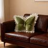 Butterfly Shape Throw Pillow Velvet Butterfly Pillow with Lace Trim Decorative Pillow for Sofa Couch Bedroom Office Decor