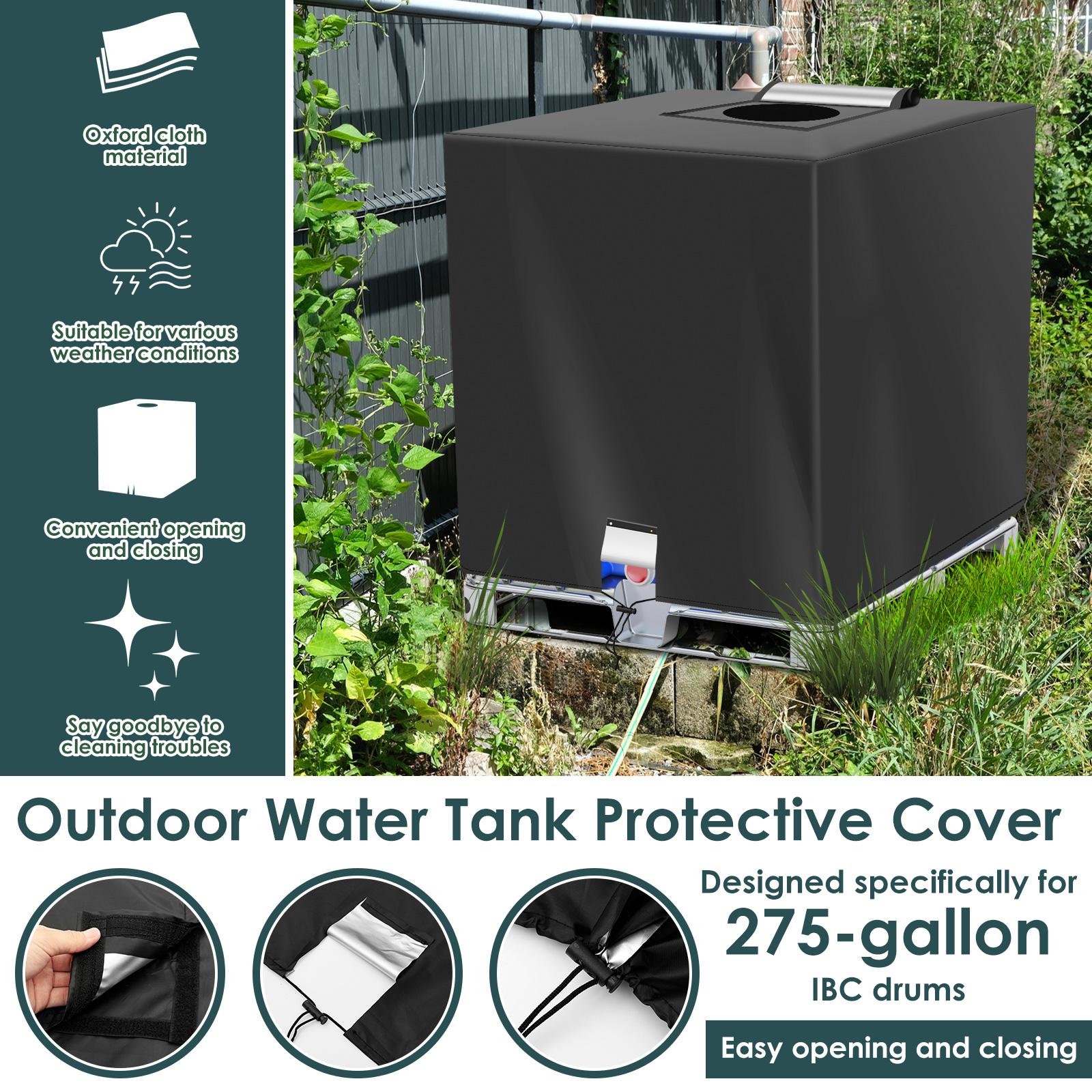 IBC Tote Cover 257 Gallon 1000L Waterproof Tank Protective Cover 210D Oxford Cloth Dustproof Outdoor Garden Water nero