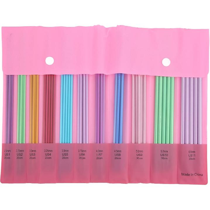 Knitting Needles Set, 55pcs One Set Aluminum Alloy Double Pointed Knitting Needles Kit Ergonomic Design Metal Long Weaving Needles Set for Household