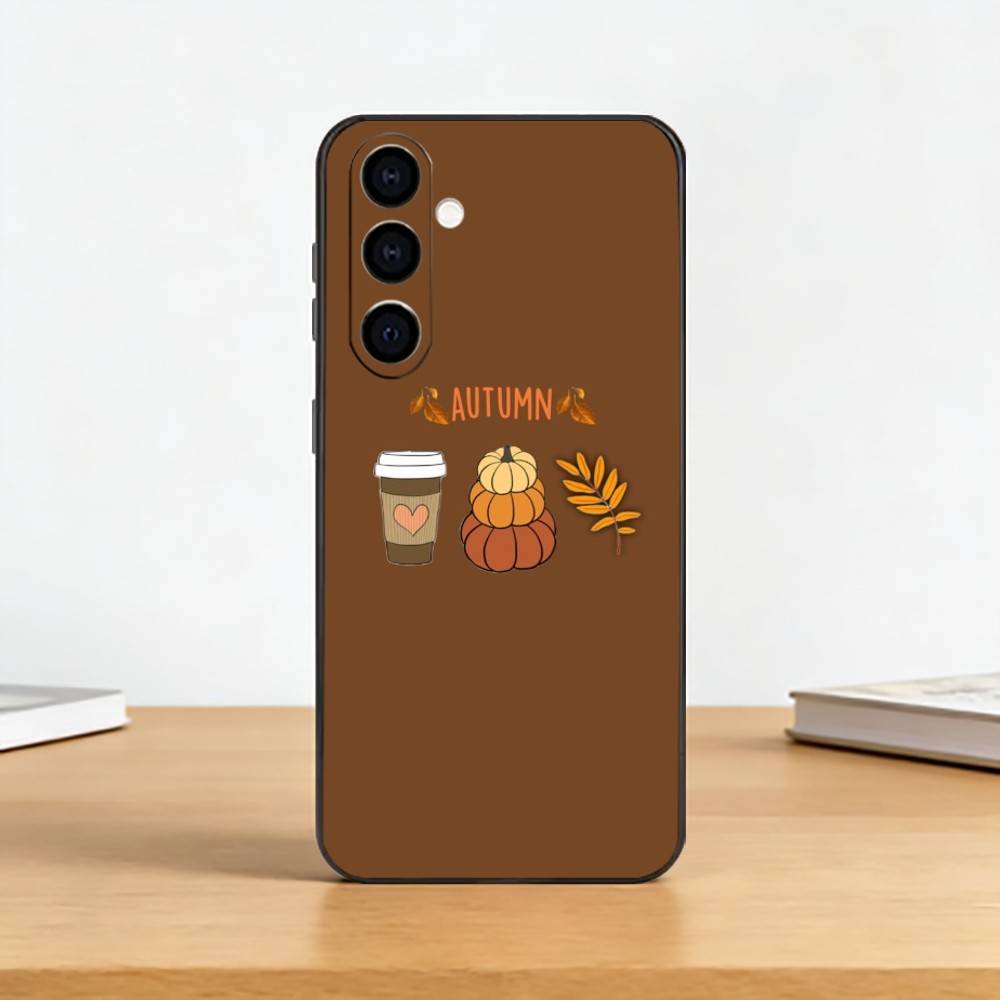 Autumn leaves P-pumpkin Phone Case For Samsung Galaxy A73,A72,A71,A70,A53,A52,A51,Soft Silicone Black Cover