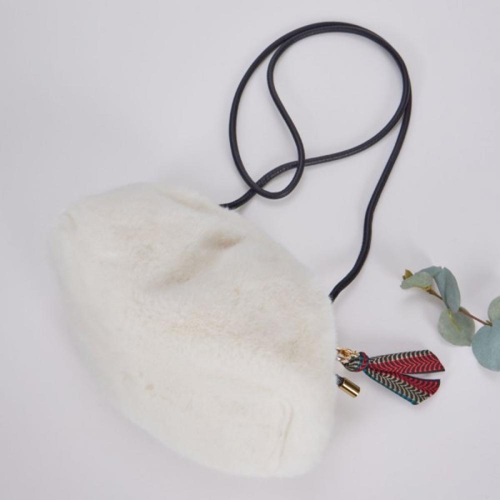 Lala Fur Clutch Crossbody Bag   Ivory  Lala2f140 