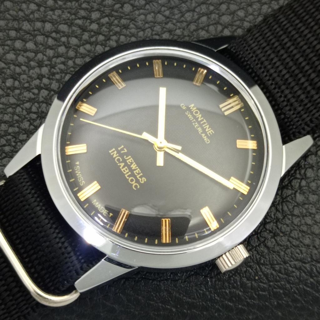 VINTAGE MONTINE 17J INCABLOC NATAHOVACÍ ŠVÝCARSKÉ PÁNSKÉ HODINKY a285411-11