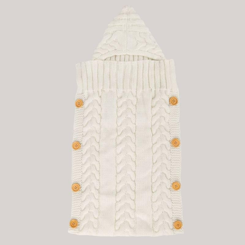 Color Solid Baby Hooded Sleeping Bag Knit Sweater Circle Antichill Buttons