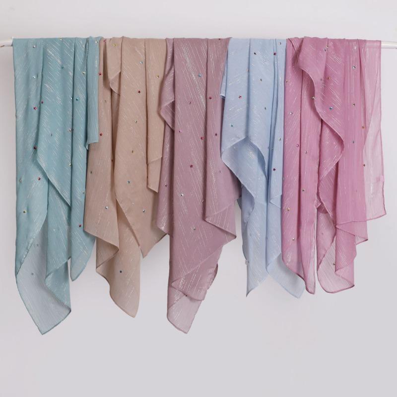 Silver Star Hot Drilling Chiffon Long Scarf Ethnic Fashion Women