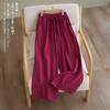 Pantaloni Larghi in Cotone e Lino da Donna per Estate e Autunno Vita Elastica Gamba Dritta Larghi Nascondono i Difetti Pantaloni Casual