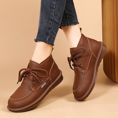 Women's Boots Warm Short Ankle Boots Martin Boots, Mid High Top Casual Women's Shoes, Flat Bottomed Versatile High Top Short Boots