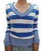 Women's Striped Sweetheart Neck Bodycon Sweater with Flare Sleeves - 2022