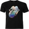 Rolling Stones Das T-Shirt Holo-Folie Zunge Bandlogo Neu Offiziell Herren Schwarz Größe M