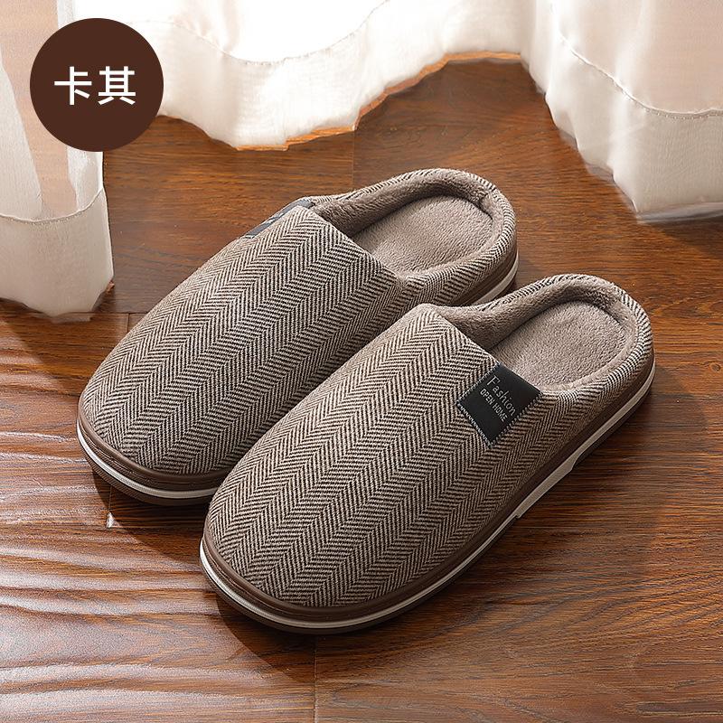 Модные мужские тапочки зимние теплые хлопковые тапочки мужские туфли на плоской подошве мягкие нескользящие тапочки домашние тапочки большой размер 40-51 36-37 3429₽