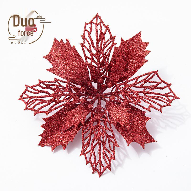 Fiore di Natale Vuoto Glitterato da 16 cm per Decorazione Fotografica