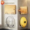 Wall-Mounted Pot Lid & Cutting Board Rack with 304 Stainless Steel Drainer & Sponge Holder