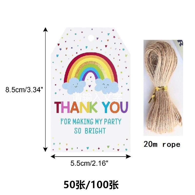 100 cards, birthday, wedding, party gift packaging, hanging card DIY message card, greeting card+rope 20 meters